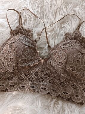 ↠ Wishlist Toffee Tan Brown Lace Crop Top Layering Bralette